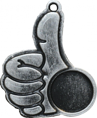 MTL191 Carnavalmedaille Duim Zilver Hoog 6 cm